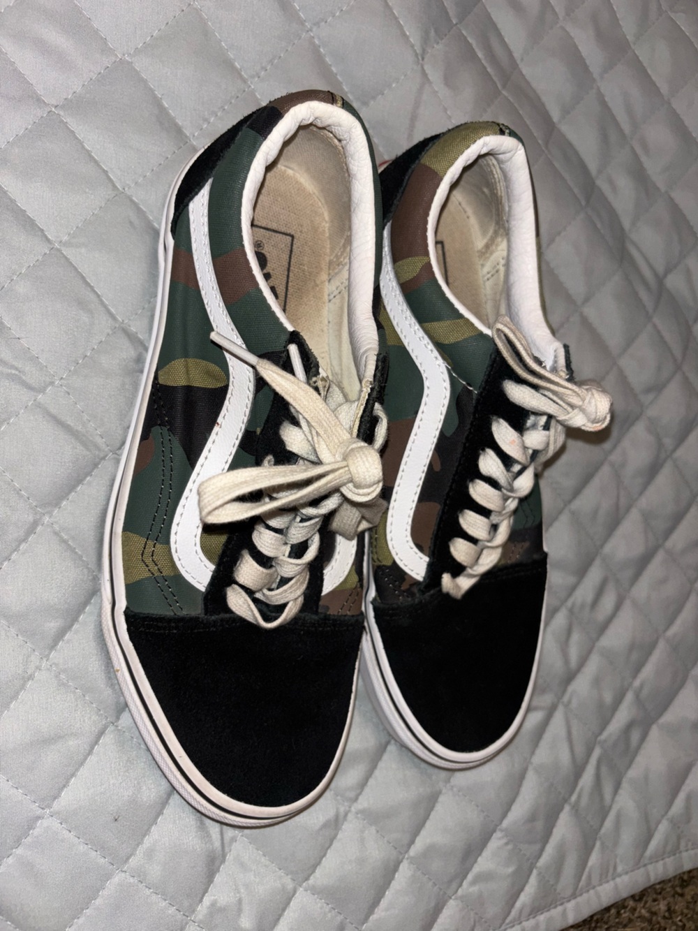 Vans Camo Low-Top Sneakers with Black Toe and White Sidestripe